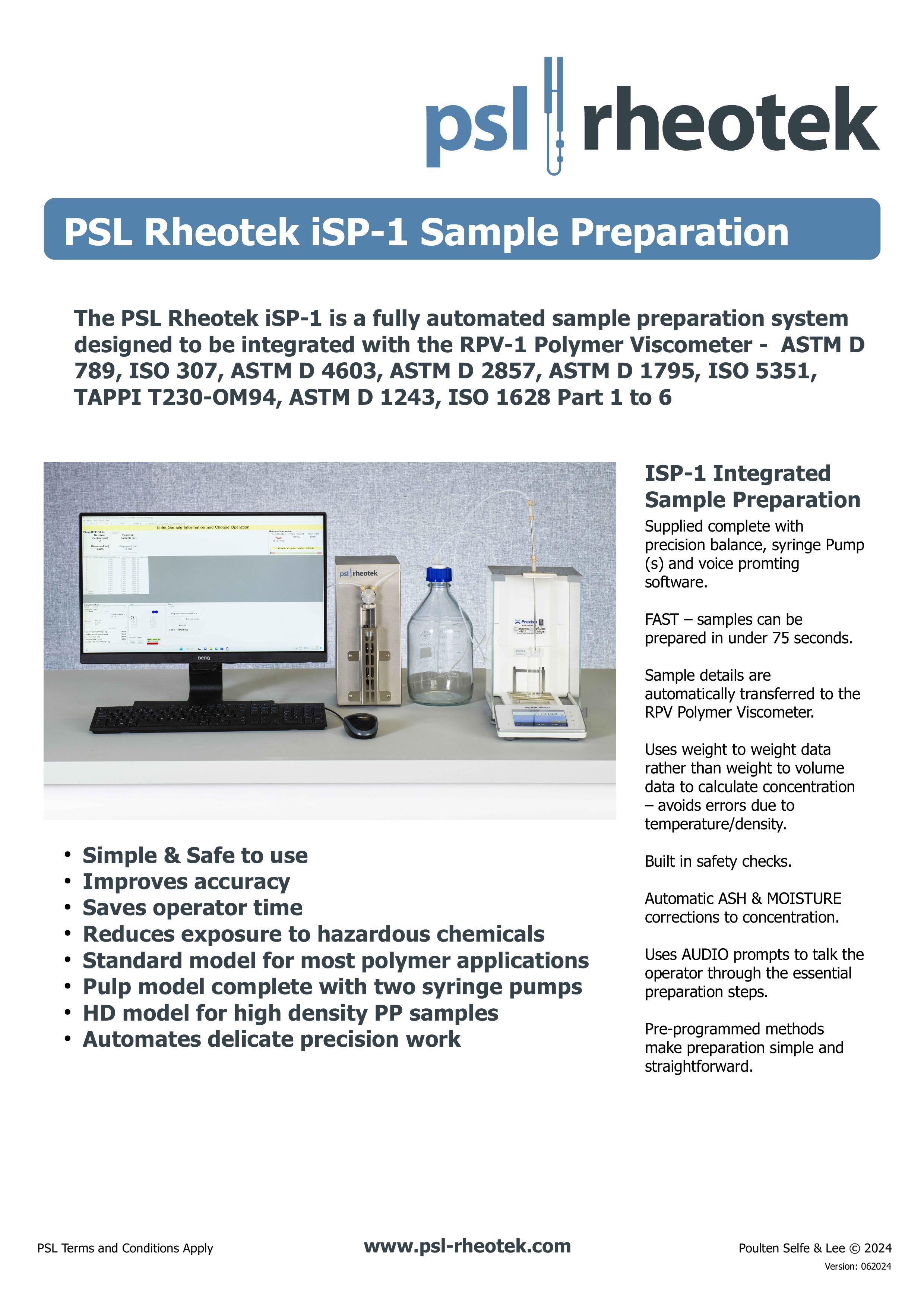 PSL Rheotek iSP datasheet - 2024